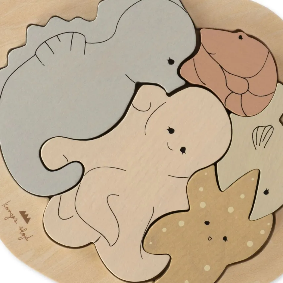 Outlet Houten puzzel zeedieren | Multi | Puzzels|Houten Speelgoed