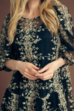 Jurk Fuschia | Black/gold | DAMES Jurken