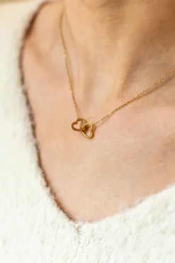 New Ketting double hearts | Goud | Studio Poespas DAMES Sieraden|Snøpskes