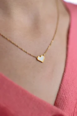 Hot Ketting hartje pixel | Wit/goud | DAMES Sieraden|Snøpskes