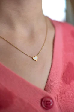 Hot Ketting hartje pixel | Wit/goud | DAMES Sieraden|Snøpskes