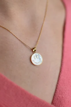 Discount Ketting smiley | Wit/goud | DAMES Sieraden|Snøpskes