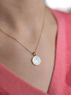 Discount Ketting smiley | Wit/goud | DAMES Sieraden|Snøpskes