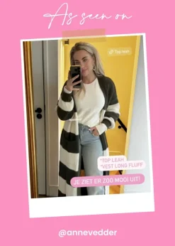 Discount Long Cardigan Fluff | Stripes | DAMES Vesten|Vesten & Truien