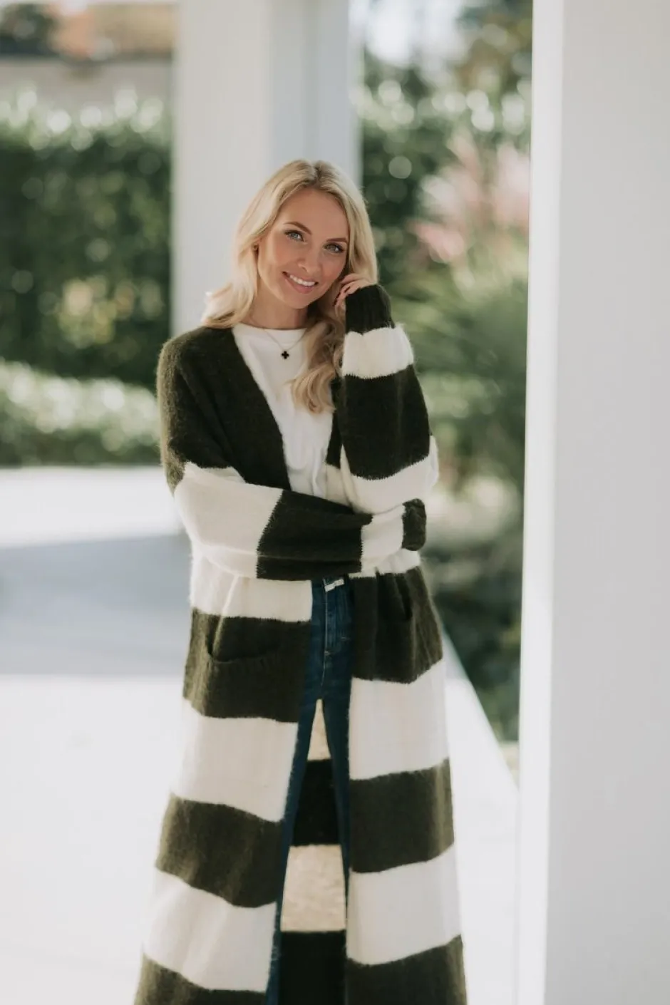 Discount Long Cardigan Fluff | Stripes | DAMES Vesten|Vesten & Truien