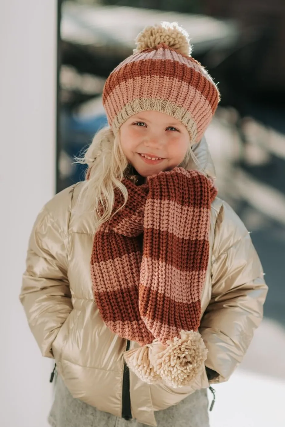 Muts cosy striped knitted | 7-10 jaar | Haaraccessoires