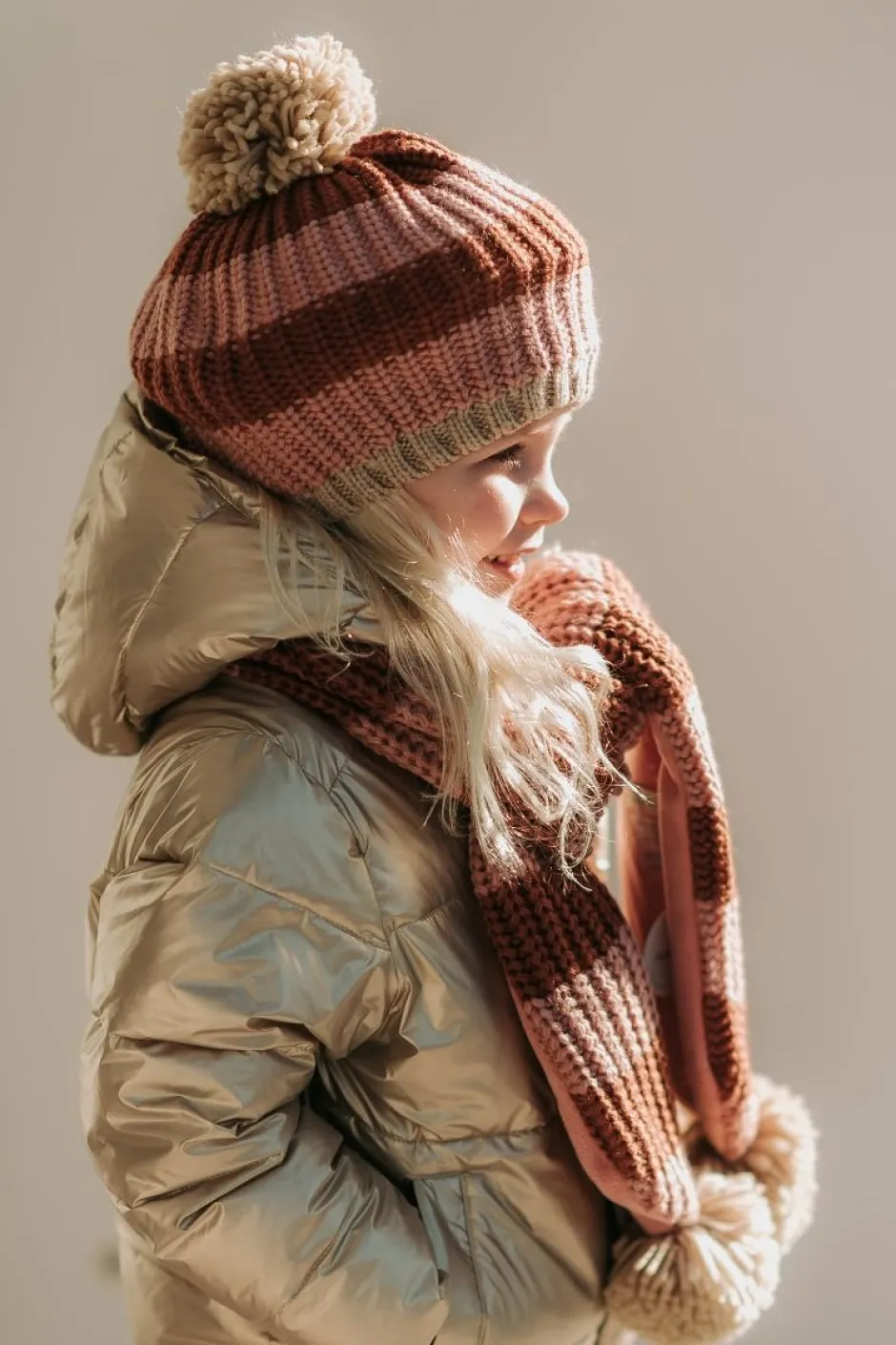 Muts cosy striped knitted | 7-10 jaar | Haaraccessoires