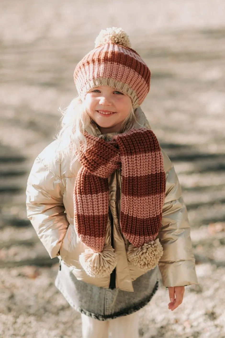 Muts cosy striped knitted | 7-10 jaar | Haaraccessoires