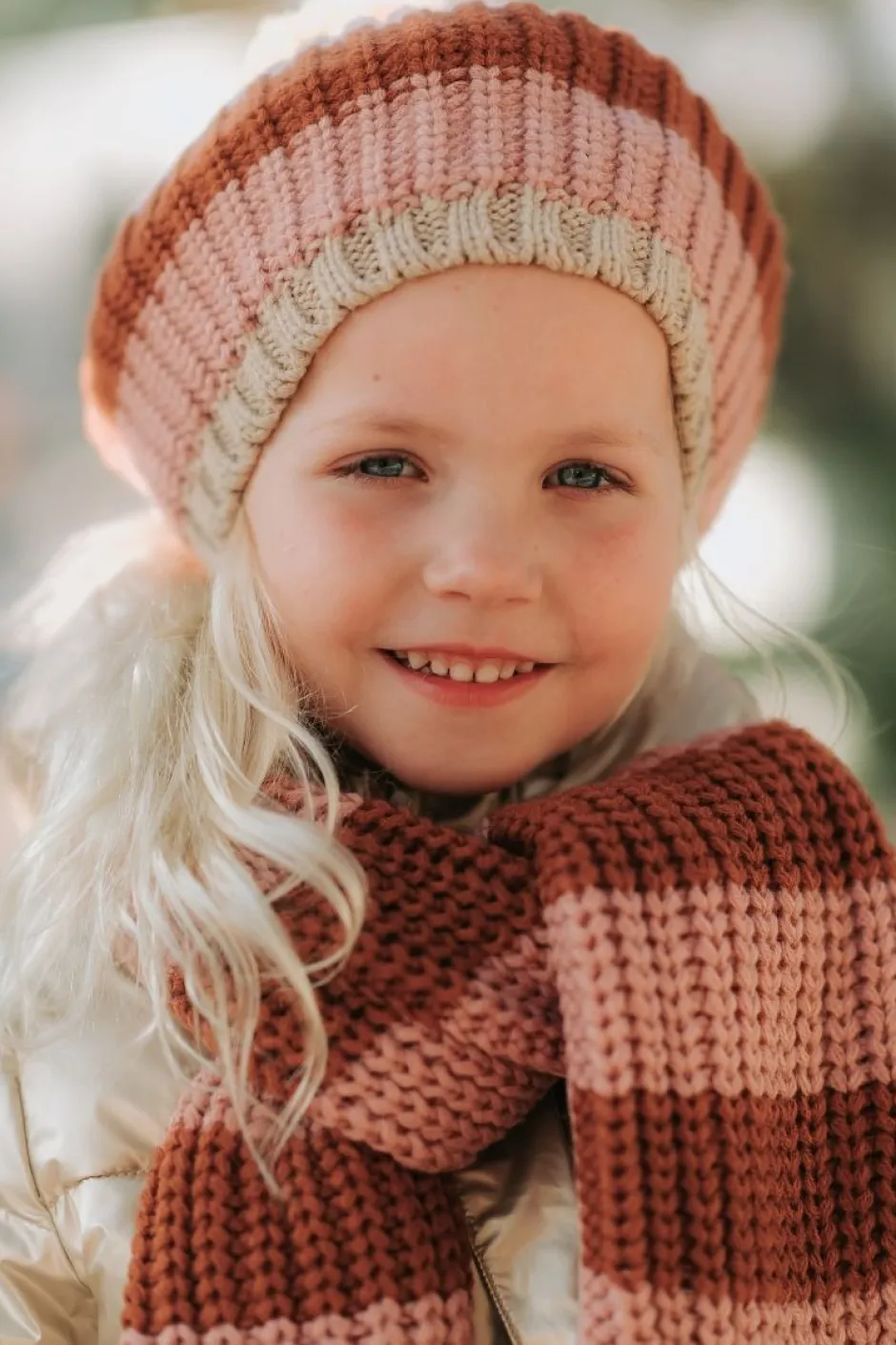 Muts cosy striped knitted | 7-10 jaar | Haaraccessoires