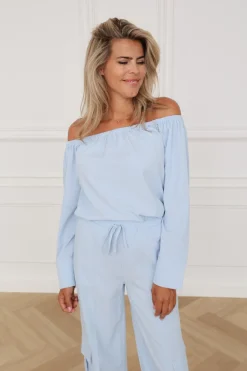 Off-shoulder blouse Montana | Light blue | DAMES Co-ords|Blouses