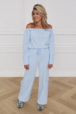 Off-shoulder blouse Montana | Light blue | DAMES Co-ords|Blouses