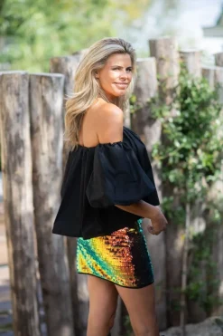 New Off-shoulder top Idra | Zwart DAMES Tops