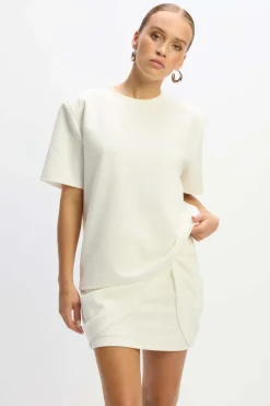 Oversized boucle t-shirt Mexie | White | DAMES Co-ords