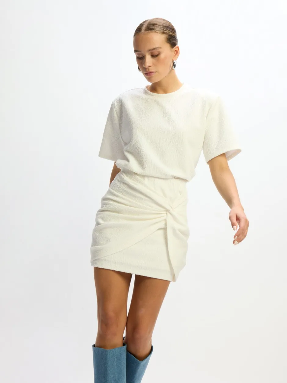 Oversized boucle t-shirt Mexie | White | DAMES Co-ords