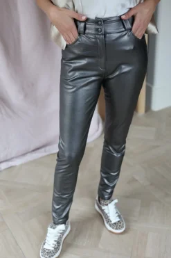 New Pants Anna-Mae vegan leather | Titanium bronze | DAMES Broeken|Snøpskes
