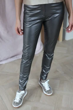 New Pants Anna-Mae vegan leather | Titanium bronze | DAMES Broeken|Snøpskes