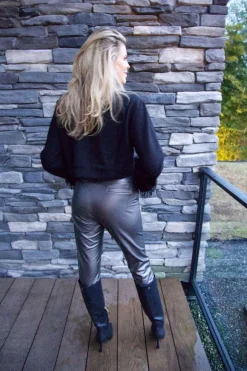New Pants Anna-Mae vegan leather | Titanium bronze | DAMES Broeken|Snøpskes