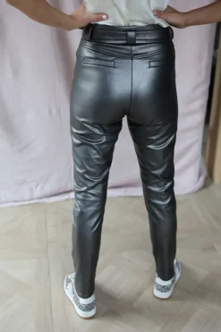 New Pants Anna-Mae vegan leather | Titanium bronze | DAMES Broeken|Snøpskes