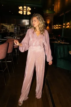 Online Pants Plissé | Pink champagne | DAMES Co-ords|Broeken