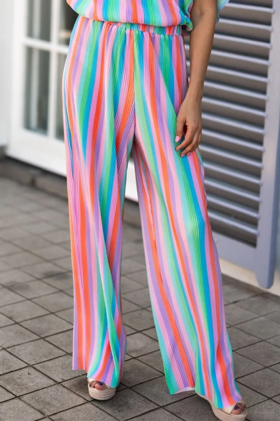 Sale Pants Plissé | Rainbow cake | DAMES Co-ords|Broeken
