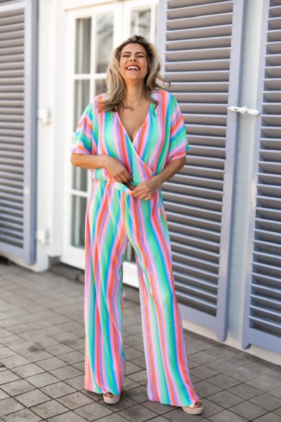 Sale Pants Plissé | Rainbow cake | DAMES Co-ords|Broeken