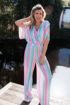 Sale Pants Plissé | Rainbow cake | DAMES Co-ords|Broeken