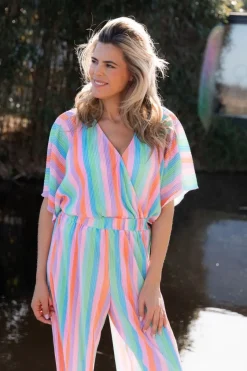 Sale Pants Plissé | Rainbow cake | DAMES Co-ords|Broeken