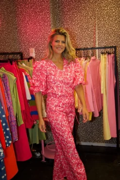Best Pants Veerle | Pink flower | DAMES Co-ords|Broeken