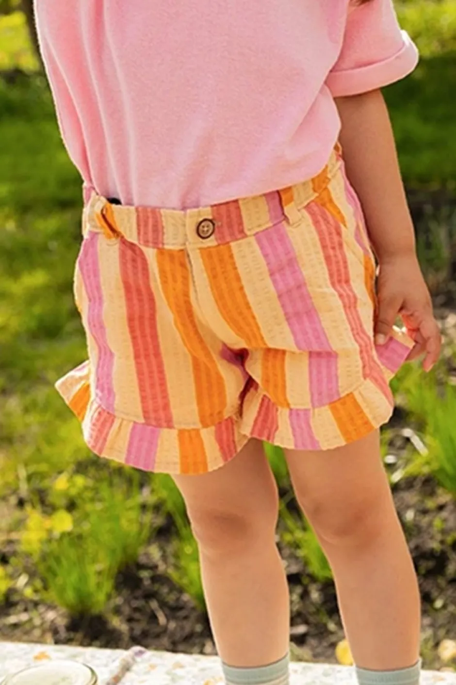 Best Ruffle short stripes | Nectarine | Sproet & Sprout Shorts