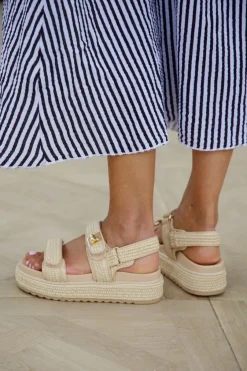 Hot Sandaal Bigmona | Nat Raffia | DAMES Sandalen & Slippers