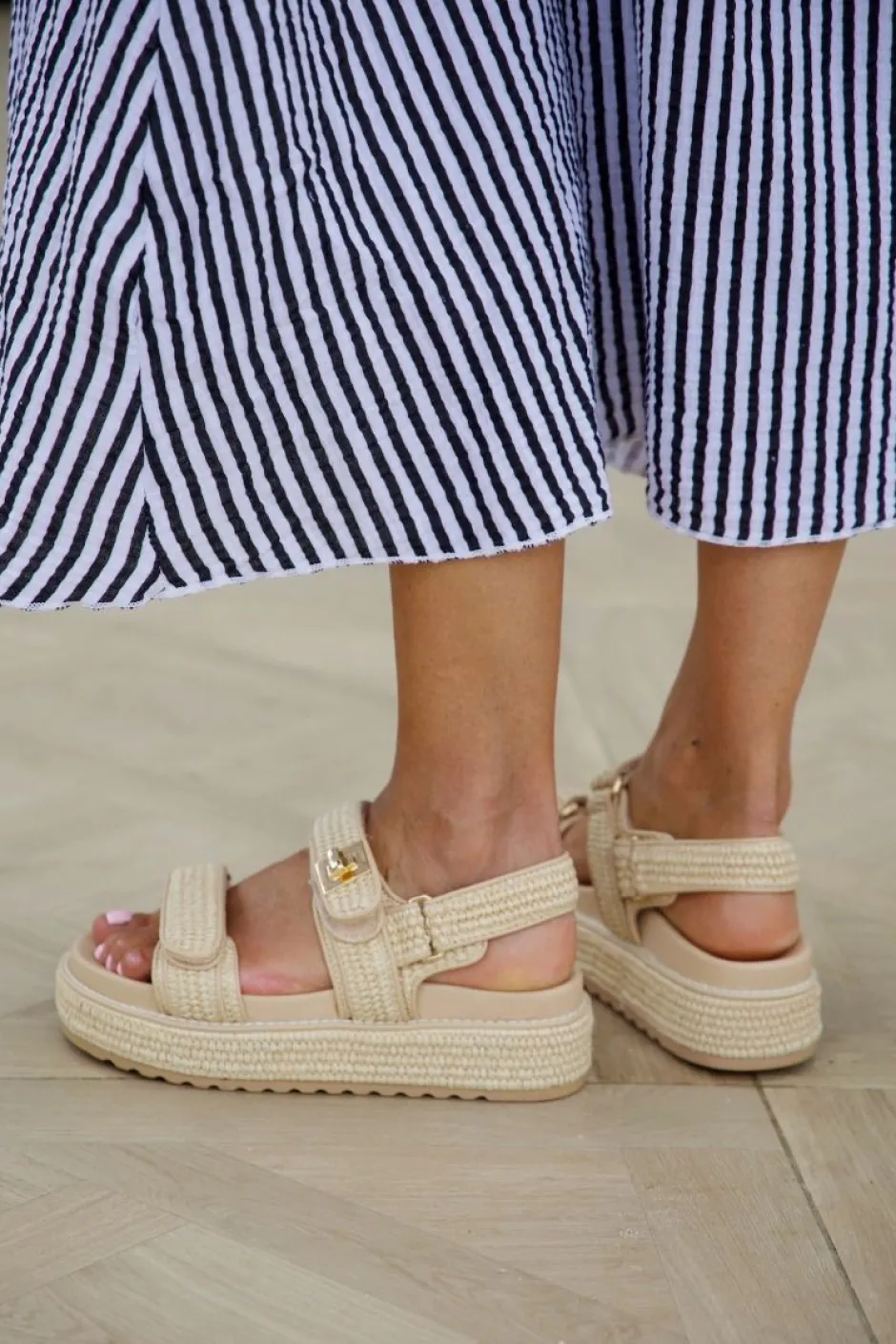 Hot Sandaal Bigmona | Nat Raffia | DAMES Sandalen & Slippers