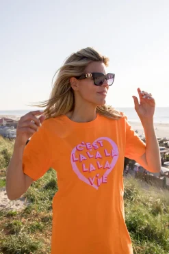 Discount Shirt C'est La Vie dames | Orange | DAMES Tops|Snøpskes