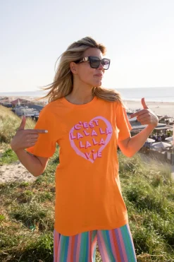 Discount Shirt C'est La Vie dames | Orange | DAMES Tops|Snøpskes