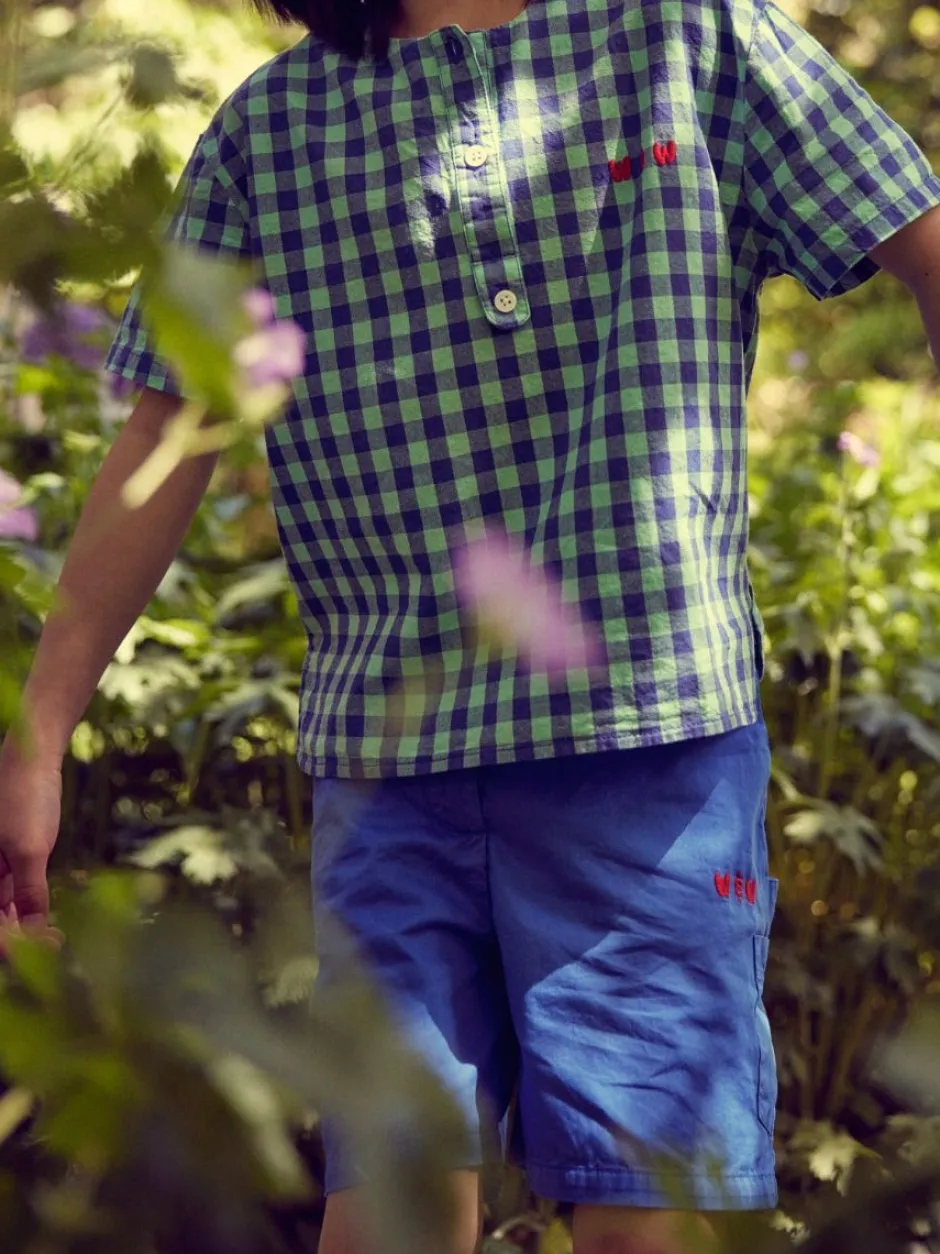 Clearance Shirt Henley | Sky check | Wander & Wonder Shirts