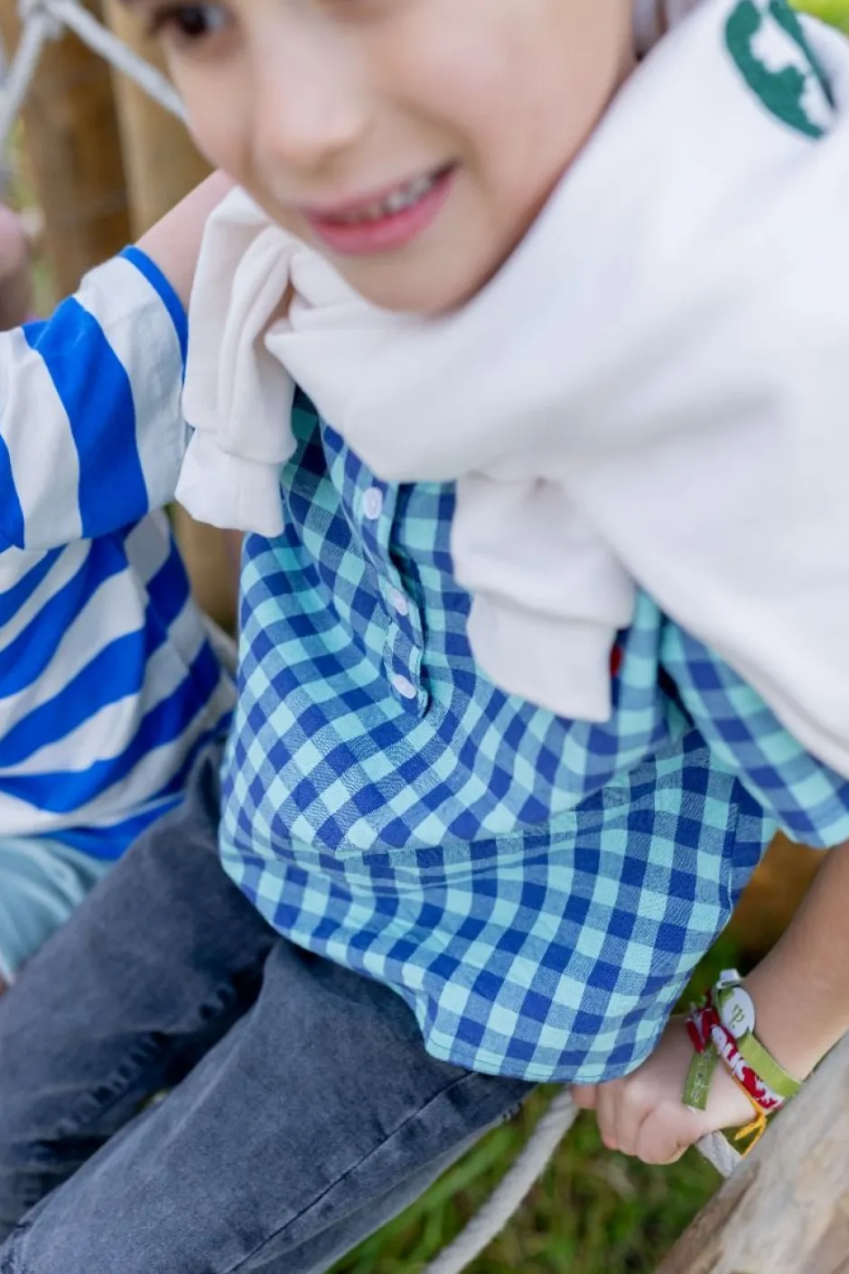 Clearance Shirt Henley | Sky check | Wander & Wonder Shirts