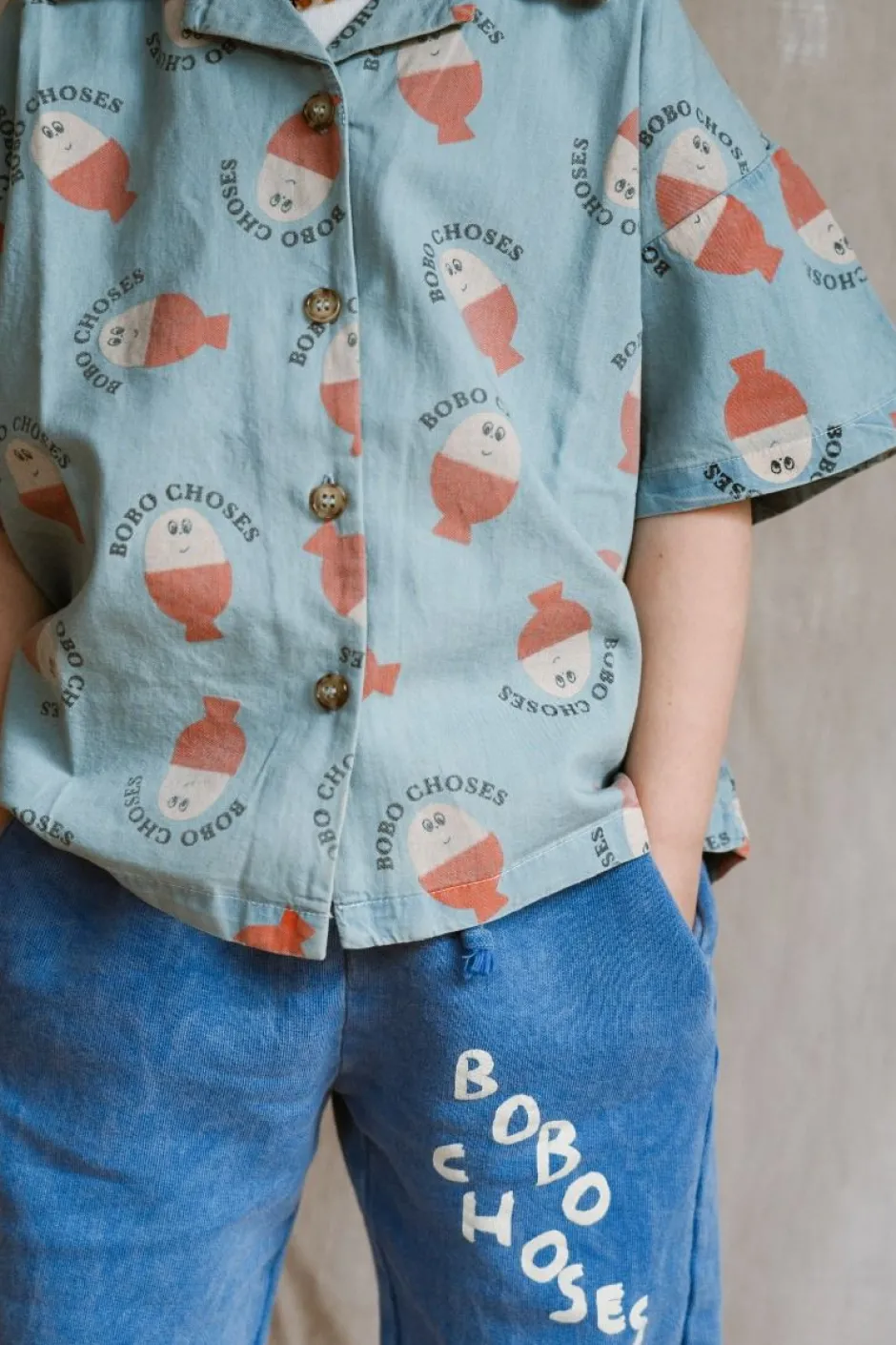 Outlet Shirt Morning egg all over | Light denim | DAMES Co-ords|Co-ords