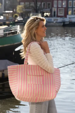 Shopper Stripe-a-licious | Pink grey | DAMES Tassen|Snøpskes