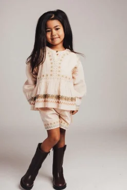 Clearance Short Ovaia embroidery | Rose salmon | DAMES Co-ords|Co-ords