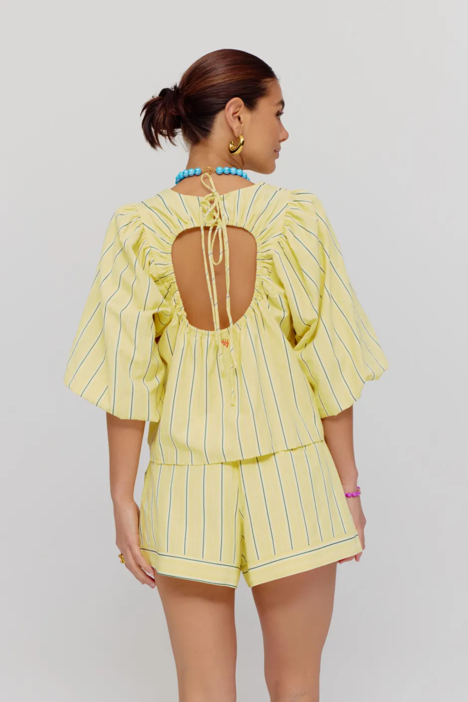 New Short Yessie | Yellow stripe | Harper & Yve DAMES Co-ords|Shorts