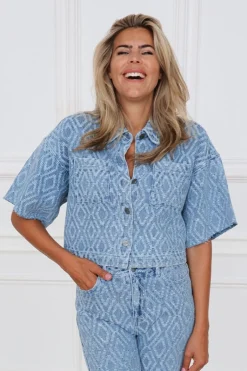 Clearance Shortsleeve blouse Suusy | Blue denim | DAMES Co-ords|Blouses