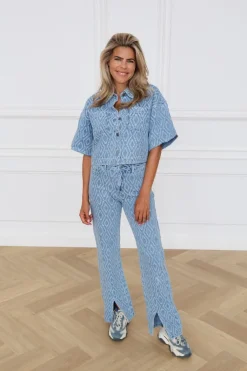 Clearance Shortsleeve blouse Suusy | Blue denim | DAMES Co-ords|Blouses