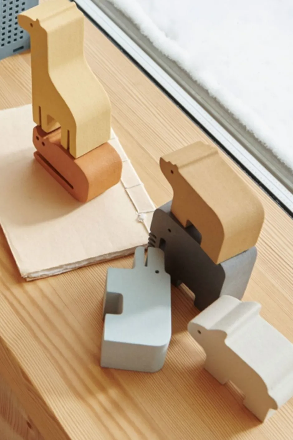 Stackable animals Thorkild | Blue multi mix | Educatief Speelgoed|Open Ended Speelgoed