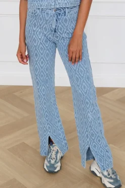 Outlet Straight pants Selma | Blue denim | DAMES Co-ords|Broeken