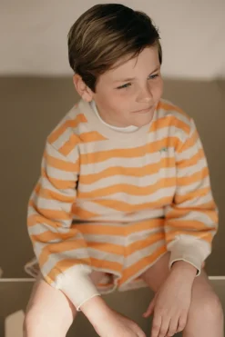 Stripes sweatshirt | Orange/dark vanilla | DAMES Co-ords|Co-ords