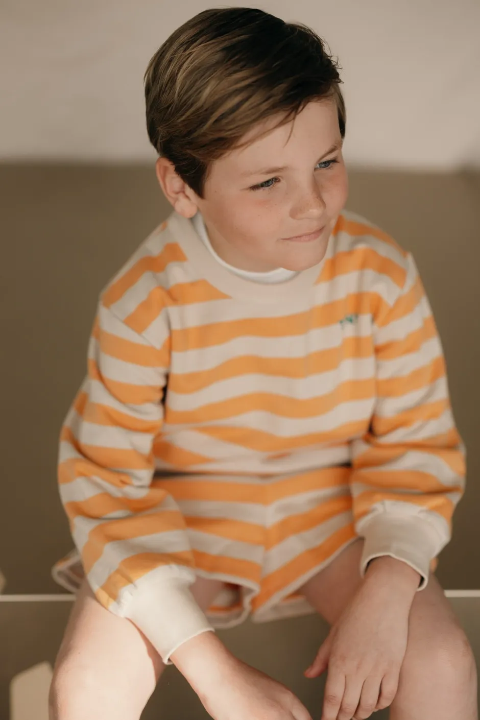 Stripes sweatshirt | Orange/dark vanilla | DAMES Co-ords|Co-ords