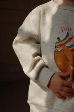 Clearance Sweat shirt Loupy Lou gots | Off white melange | Truien & Vesten