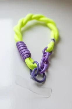 Outlet Telefoonkoord Mia | Kort | Lime/paars DAMES Telefoonkoorden