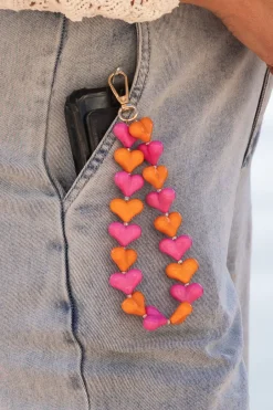 New Telefoonkoord Sugar Hearts | Orange pink | DAMES Telefoonkoorden|Snøpskes