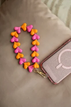 New Telefoonkoord Sugar Hearts | Orange pink | DAMES Telefoonkoorden|Snøpskes
