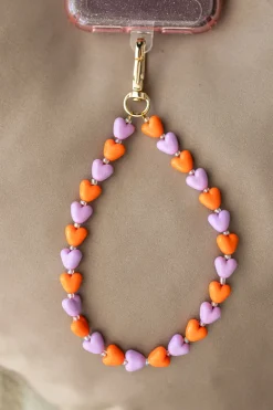 Sale Telefoonkoord tiny Sugar Hearts | Orange purple | DAMES Telefoonkoorden|Snøpskes